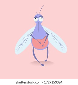 Ilustración vectorial de un mosquito bien alimentado después de beber sangre.

