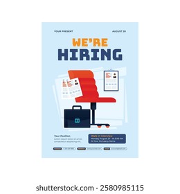 Vector illustration of we're hiring flyer poster template design