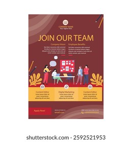 Vector illustration of we're hiring flyer poster template design