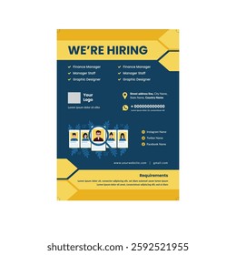 Vector illustration of we're hiring flyer poster template design