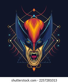 Vector illustration of a werewolf with angry face