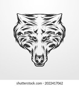 vector illustration of werewolf head isolated, vintage, monochrome style. suitable for t-shirts, prints, logos and other apparel products