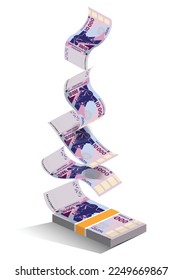  Vector illustration of West African CFA franc notes flying. scalable and editable eps