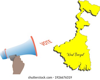 Vektorgrafik der Westbengalischen Wahlen mit Karte und Sprecher für Ankündigung.