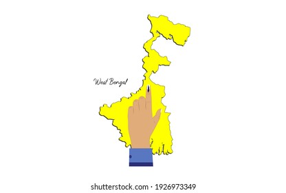 Vector Illustration of West Bengal Election with Map and Speaker for announcement.