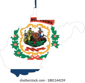 ilustración vectorial del mapa y bandera de Virginia Occidental