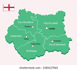 Vector Illustration West Yorkshire Map In England