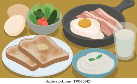 vector illustration of western breakfast