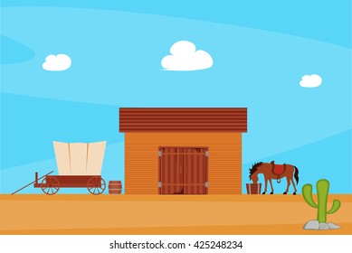  vector illustration western city,  stabling