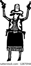 Vector illustration of a western cow