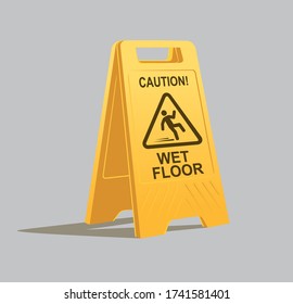 Ilustración vectorial de una señal de aviso de suelo húmedo