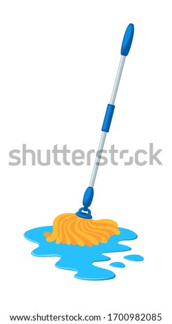 Vector illustration of wet mop. Housekeeping cleaning item for service, design and advertising.  Cleaning equipment isolated on white.