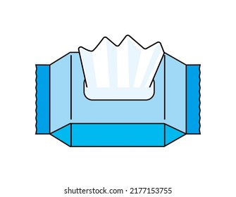 Ilustración vectorial de las toallitas húmedas. Hoja de esterilización.