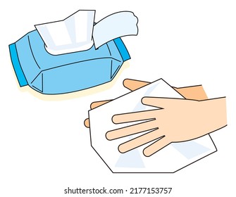 Vector illustration of wet wipes.　Sterilization sheet.