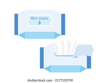 Vector illustration of wet wipes.　Sterilization sheet.