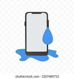 Vector illustration of wet smartphone icon sign and symbol. colored icons for website design .Simple design on transparent background (PNG).