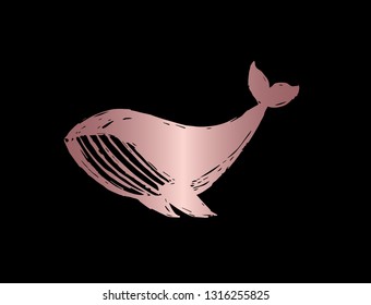 Vector Illustration of Whale Animal with Elegant Rose Gold Color. Graphic Design for Company, Shirt, Icon, Layout, Background, Template and more. 