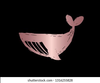 Vector Illustration of Whale Animal with Elegant Rose Gold Color. Graphic Design for Company, Shirt, Icon, Layout, Background, Template and more. 