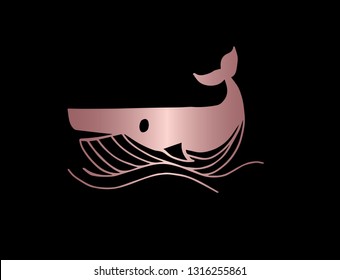 Vector Illustration of Whale Animal with Elegant Rose Gold Color. Graphic Design for Company, Shirt, Icon, Layout, Background, Template and more. 