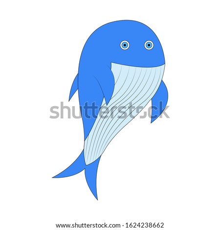 Vector illustration whale. Blue whale. Cartoon vector. isolated on white. background blue whale.