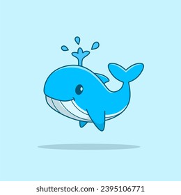 Ilustración vectorial de una caricatura de ballena 