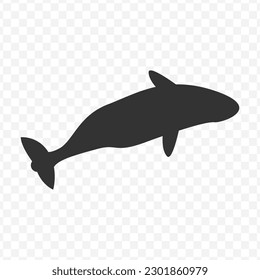 Vector illustration of whale icon in dark color and transparent background().