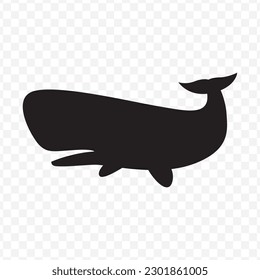 Vector illustration of whale icon in dark color and transparent background(png).