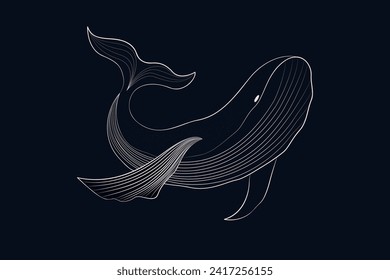 vector illustration of whale line  wrt