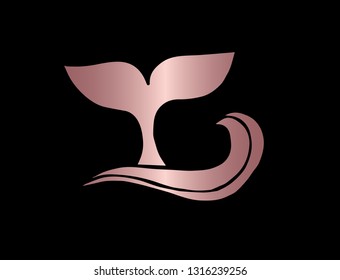 Vector Illustration of Whale Tail with Elegant Rose Gold Color. Graphic Design for Company, Shirt, Icon, Layout, Background, Template and more. 