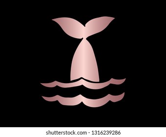 Vector Illustration of Whale Tail with Elegant Rose Gold Color. Graphic Design for Company, Shirt, Icon, Layout, Background, Template and more. 