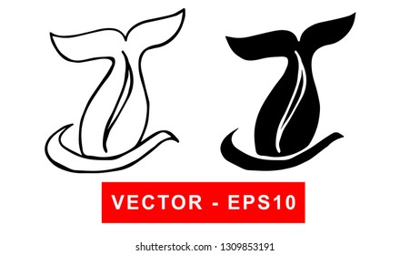 Vector Illustration of Whale Tail. Isolated flat line and silhouette of sign, symbol, or objects for graphic design. 
