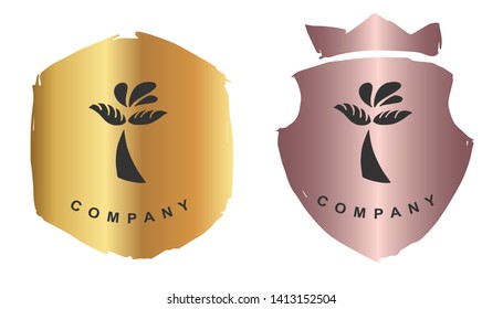 Vector Illustration of Whale Tail with Rose Gold and Gold Banner or Background. Graphic Design for Logo and T-shirt.