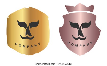 Vector Illustration of Whale Tail with Rose Gold and Gold Banner or Background. Graphic Design for Logo and T-shirt.