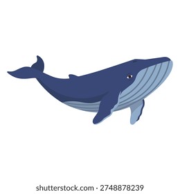 Vector illustration whale in trendy flat style. Isolated on white.