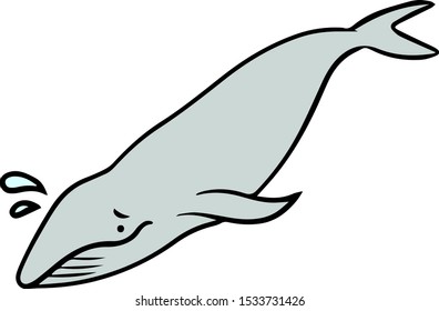 Vector illustration of a whale with troubled face