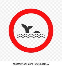 Vector illustration of an whale zone icon in dark color and transparent background(png)