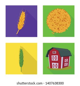 Vector illustration of wheat and corn icon. Collection of wheat and harvest vector icon for stock.