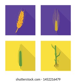 Vector illustration of wheat and corn logo. Set of wheat and harvest stock vector illustration.