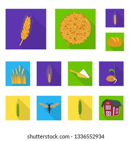 Vector illustration of wheat and corn sign. Set of wheat and harvest vector icon for stock.