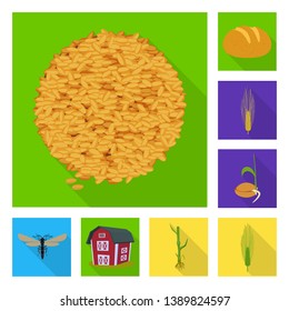 Vector illustration of wheat and corn sign. Collection of wheat and harvest vector icon for stock.