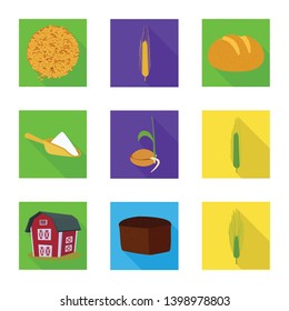 Vector illustration of wheat and corn symbol. Collection of wheat and harvest stock symbol for web.