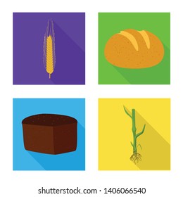 Vector illustration of wheat and corn symbol. Set of wheat and harvest stock symbol for web.