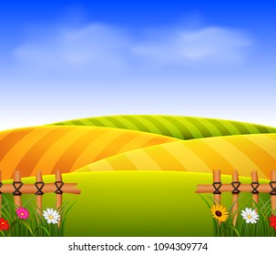 vector illustration of wheat field scenery
