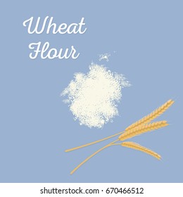 Vector illustration of wheat flour and spikes.