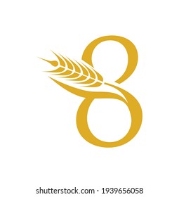 A Vector Illustration of Wheat Grain Initial Number 8