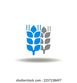 Vector illustration of wheat, grain. Symbol of agriculture. Icon of organic eco food. Sign of bakery.