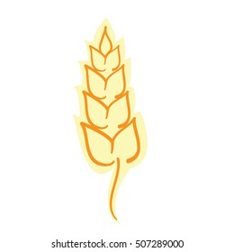 Vector illustration of wheat on white background. Images with ears of wheat or barley.