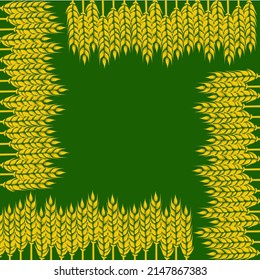 Ilustración vectorial de las espigas de trigo sobre un fondo verde.