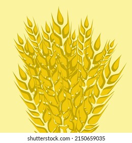 Vektorgrafik von Weizenspitzen auf gelbem Hintergrund.