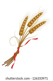 Vector illustration of wheat tied with a ribbon
